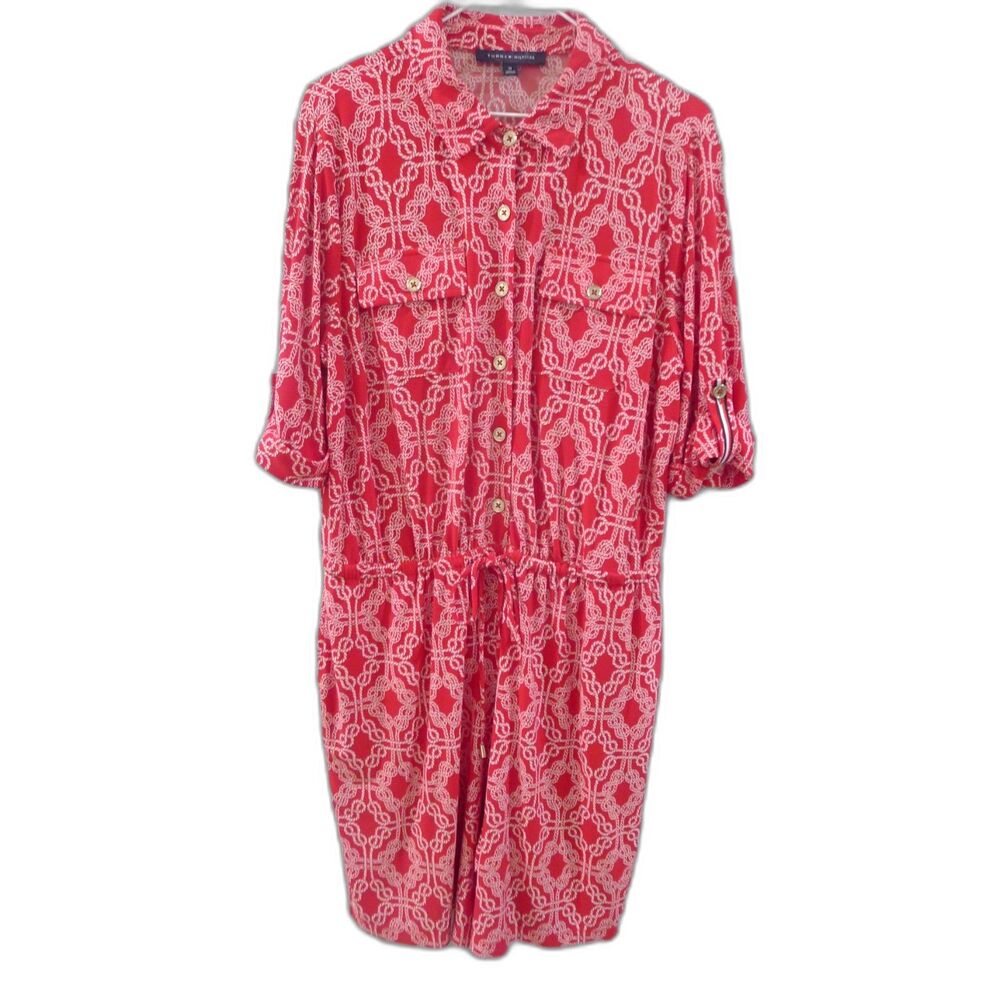 Tommy Hilfiger Nautical Rope Print Romper - Red M